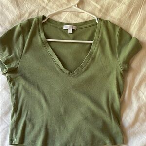 Beyond Yoga Green Fitted Crop T-Shirt